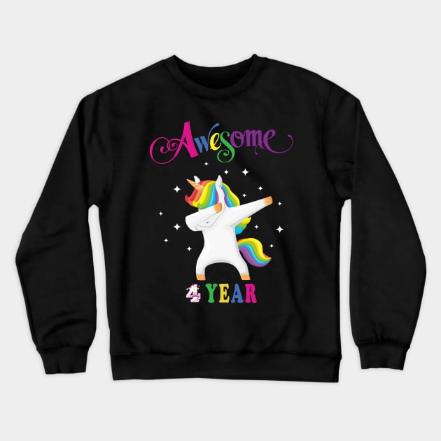 4th Birthday Unicorn Crewneck Sweatshirt by NI78